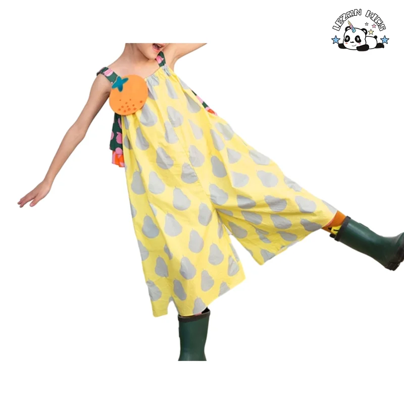 LEZONKIDS - Designer Style Children's Fancy Dress Mock up Design Colorful Girls Color Block Dress